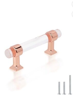 Rose Gold acrylic clear 30 pcs Cabinet handle 3.75 inch hole